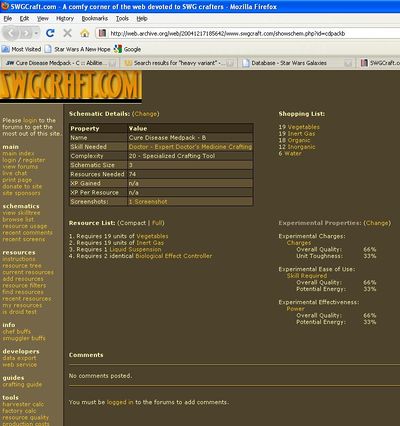 Cure Disease Medpack - B (Schematic) - SWGANH Wiki